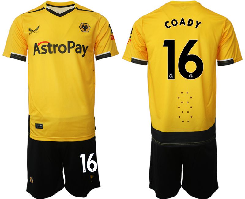 Men 2022-2023 Club Wolverhampton Wanderers home yellow #16 Soccer Jersey->other club jersey->Soccer Club Jersey